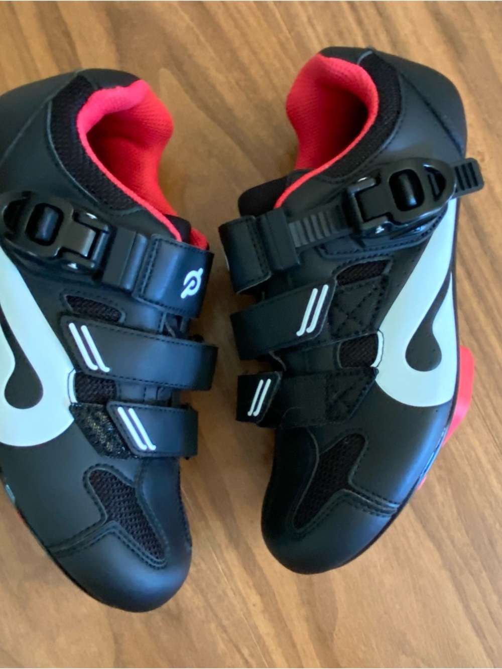 Peloton Kids Black and Red Hook-and-Loop Sneakers